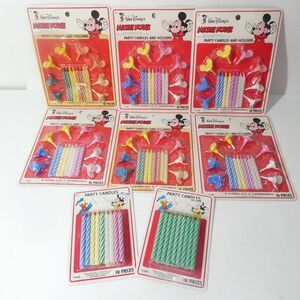 Walt Disney Mickey Mouse Birthday Party Candles & Holders Lot Vintage NOS Sealed